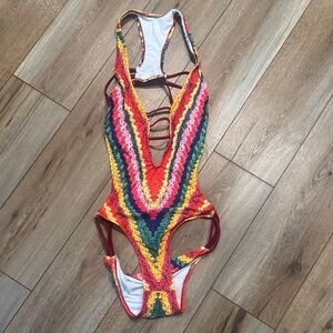 Colorful Strappy One-Piece Swimsuit
